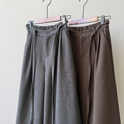 【Y82677】 實拍復古系帶加厚七分闊腿褲251023