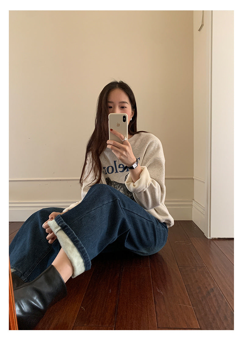 【H5496】實拍韓系小狗印花加絨厚棉衛衣251118