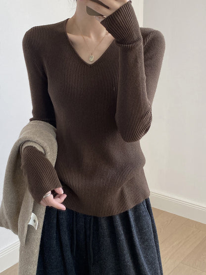 【YP313】實拍冬季氣質簡約v領針織衫251113