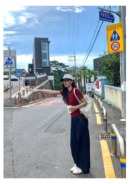 【H5388】實拍基礎7色磨毛圓領短袖T恤250902