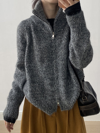 【YP1042】 實拍軟糯寬鬆高領針織毛衣外套(含羊毛4%) 251023