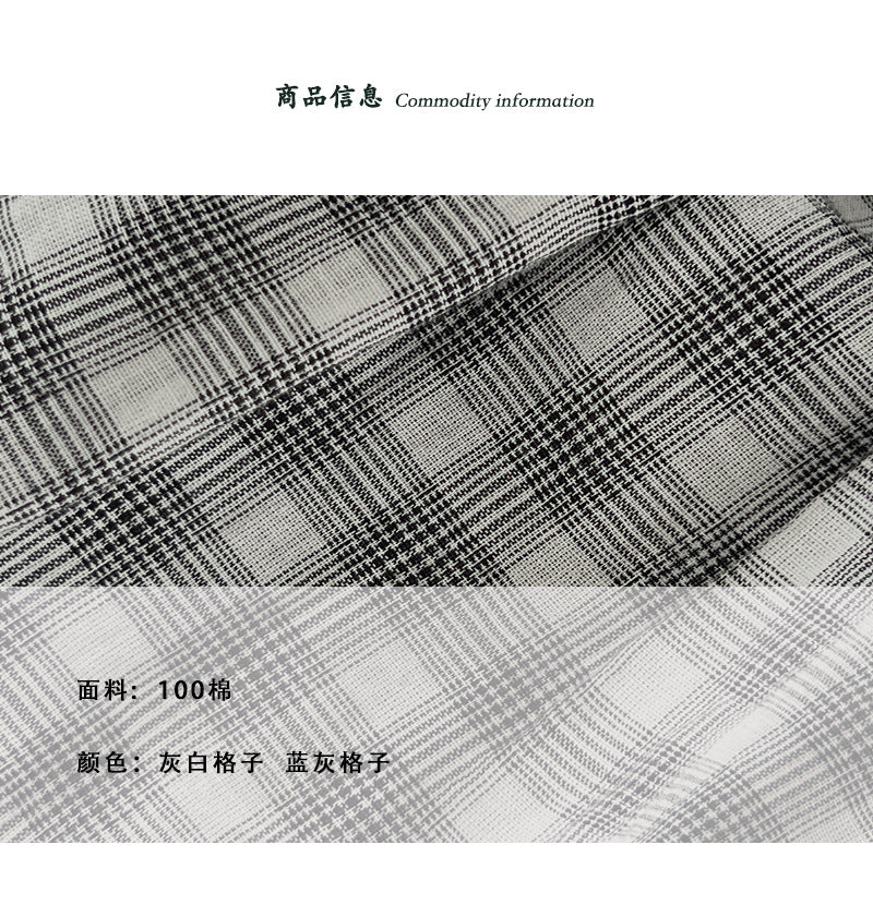 【cimz1978】 復古時髦・斜釦格紋純棉長袖後背縮腰襯衫260903
