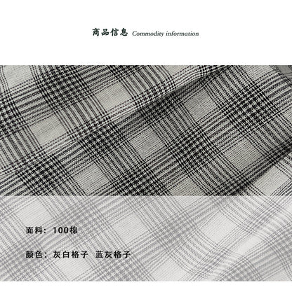 【cimz1978】 復古時髦・斜釦格紋純棉長袖後背縮腰襯衫260903