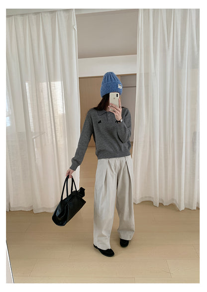 【H566】實拍秋冬高腰斜紋棉挺版西裝長褲（後鬆緊腰）251021