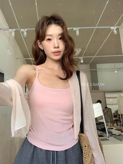 【LTM1812】夏日涼感降溫🧊日常通勤百搭冰感一體杯美背細肩帶背心260610