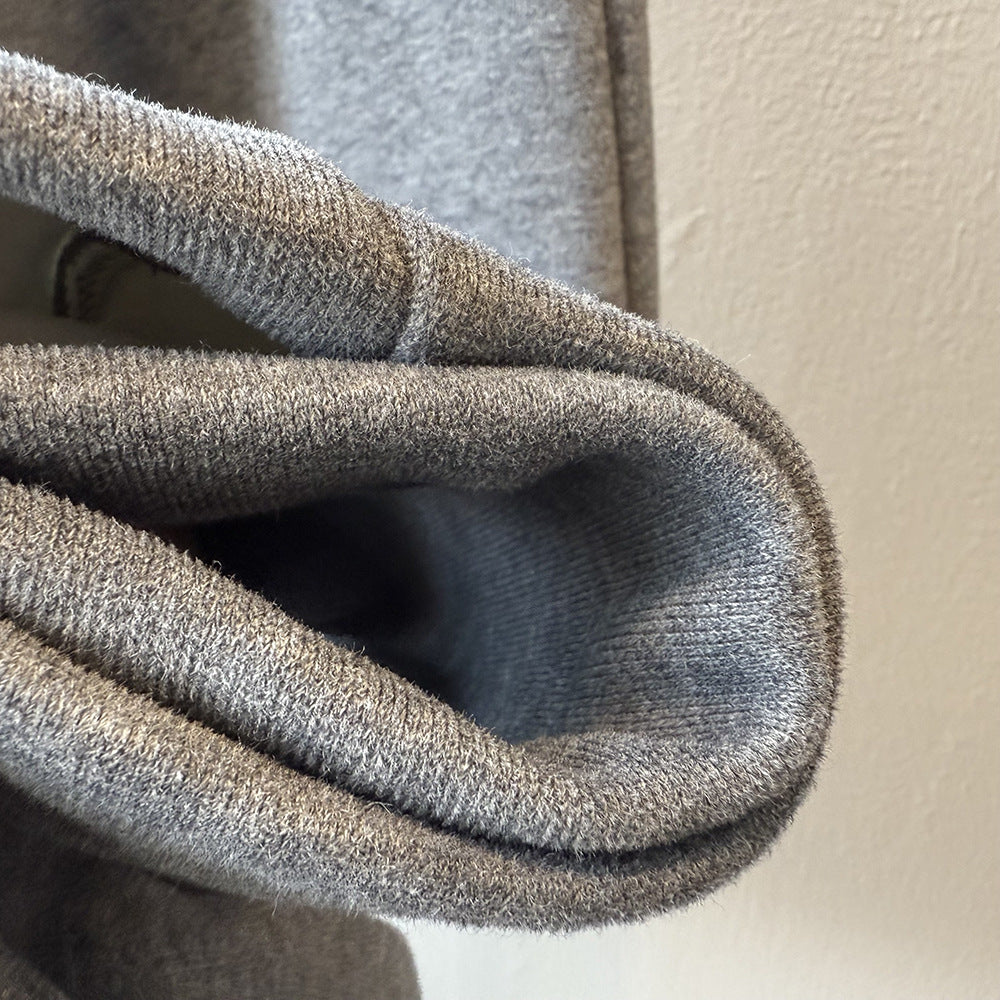 【Y82672】 實拍簡約寬鬆加絨保暖闊腿衛褲251023