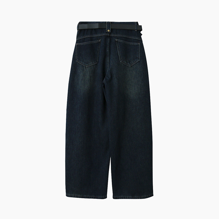 【LD11023】實拍S~XL顯瘦加絨加厚高腰寬鬆彎刀牛仔褲＋腰帶251124