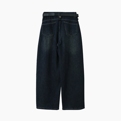 【LD11023】實拍S~XL顯瘦加絨加厚高腰寬鬆彎刀牛仔褲＋腰帶251124