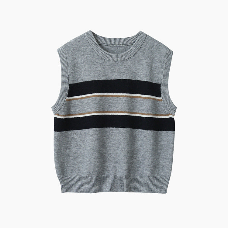 【LD11014】實拍學院感條紋圓領針織毛衣251110