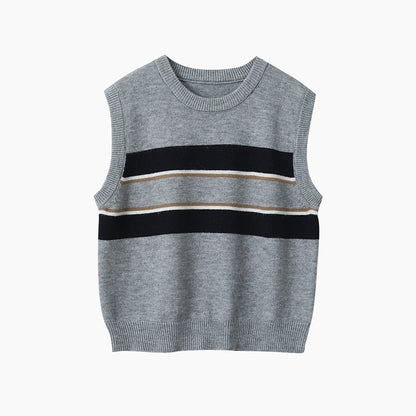 【LD11014】實拍學院感條紋圓領針織毛衣251110