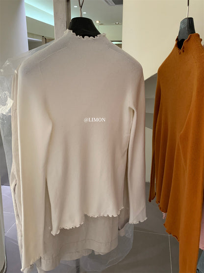 【LDF006】檸檬家親膚絨木耳邊半高領長袖針織衫251117