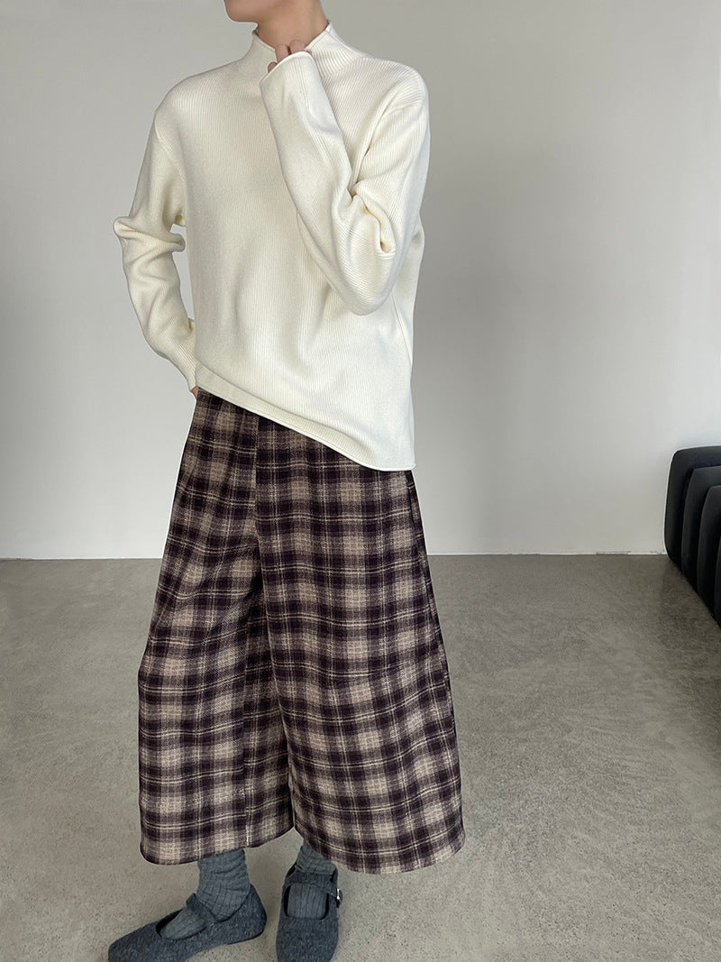 【cimYL713】實拍加厚捲邊半高領保暖針織衫251201