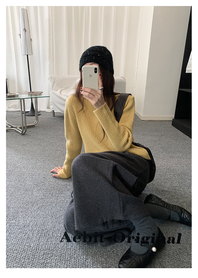 【H5484】實拍秋冬加厚慵懶高領針織毛衣251109
