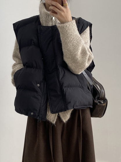 【Y82635】實拍秋冬簡約圓領棉背心251106