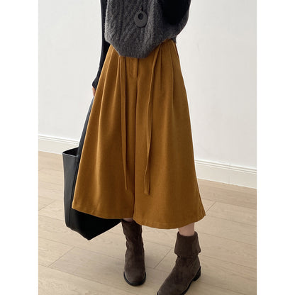 【Y82677】 實拍復古系帶加厚七分闊腿褲251023