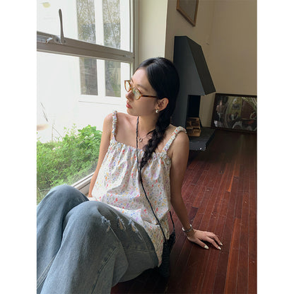 【H5334】實拍夏日碎花清新感吊帶上衣250624