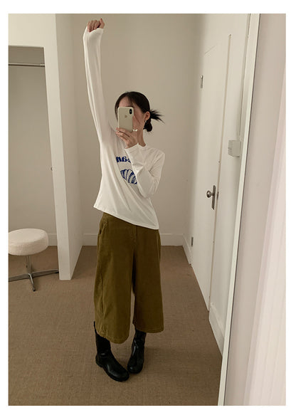 【H547】實拍燈芯絨復古後鬆緊腰七分休閒褲251007