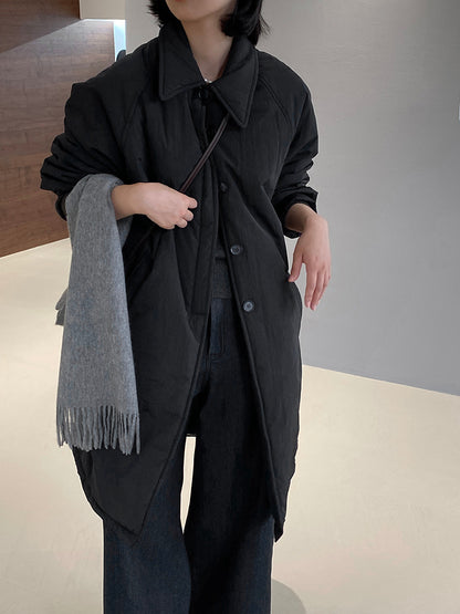 【cimz1235】 雪山奶糖 Muji 風輕薄初冬簡約廓形寬鬆棉服外套260108