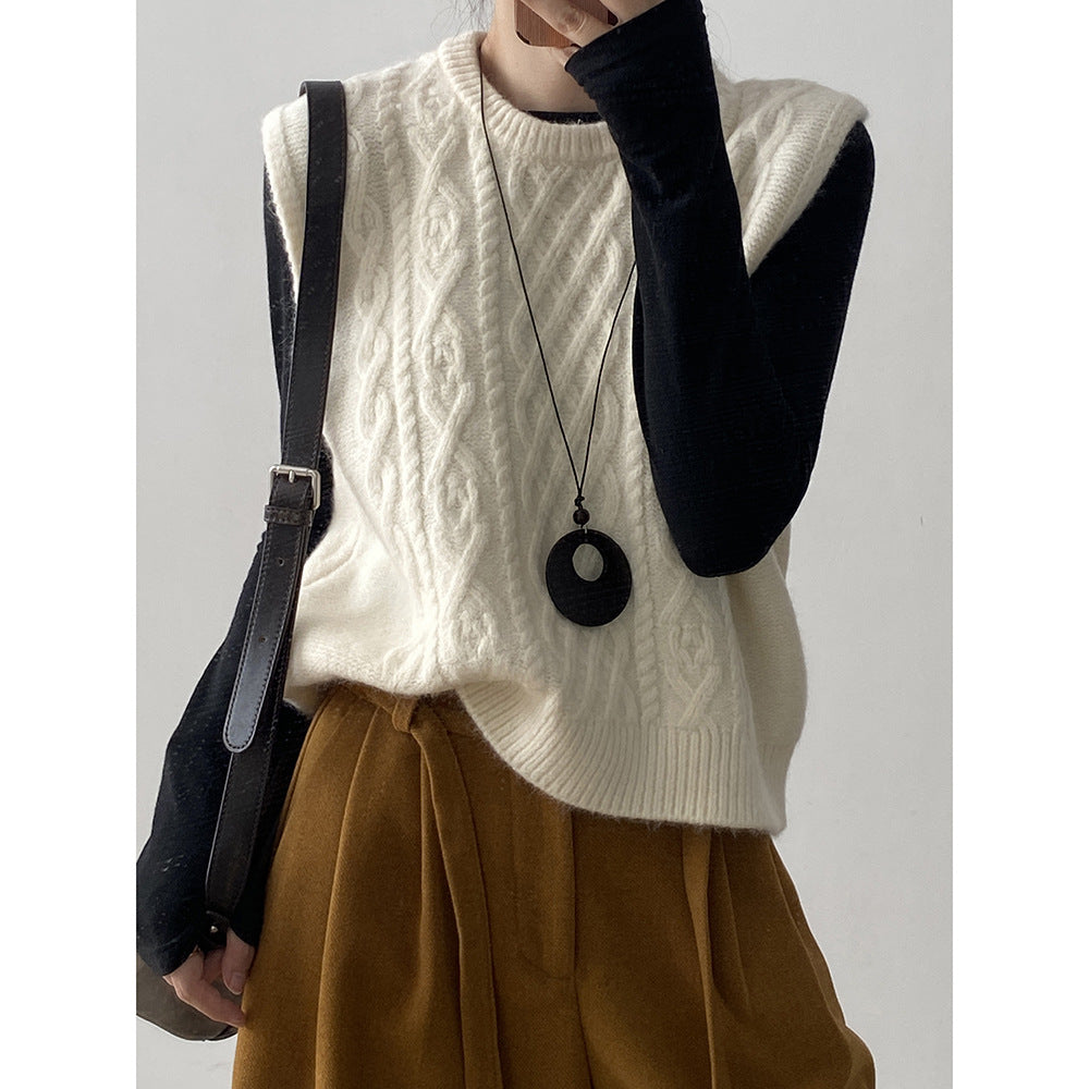 【YP2617】 實拍圓領麻花軟糯針織背心251023