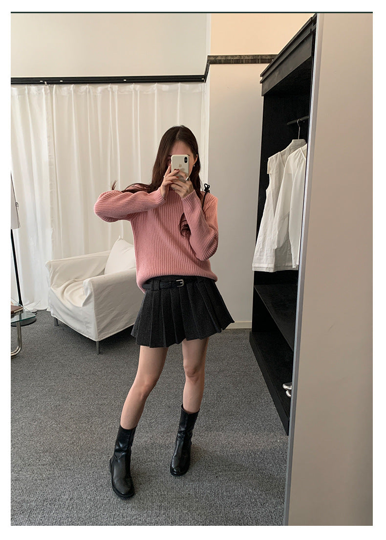 【H5484】實拍秋冬加厚慵懶高領針織毛衣251109