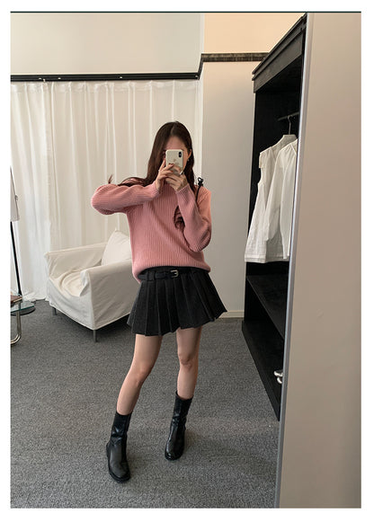 【H5484】實拍秋冬加厚慵懶高領針織毛衣251109