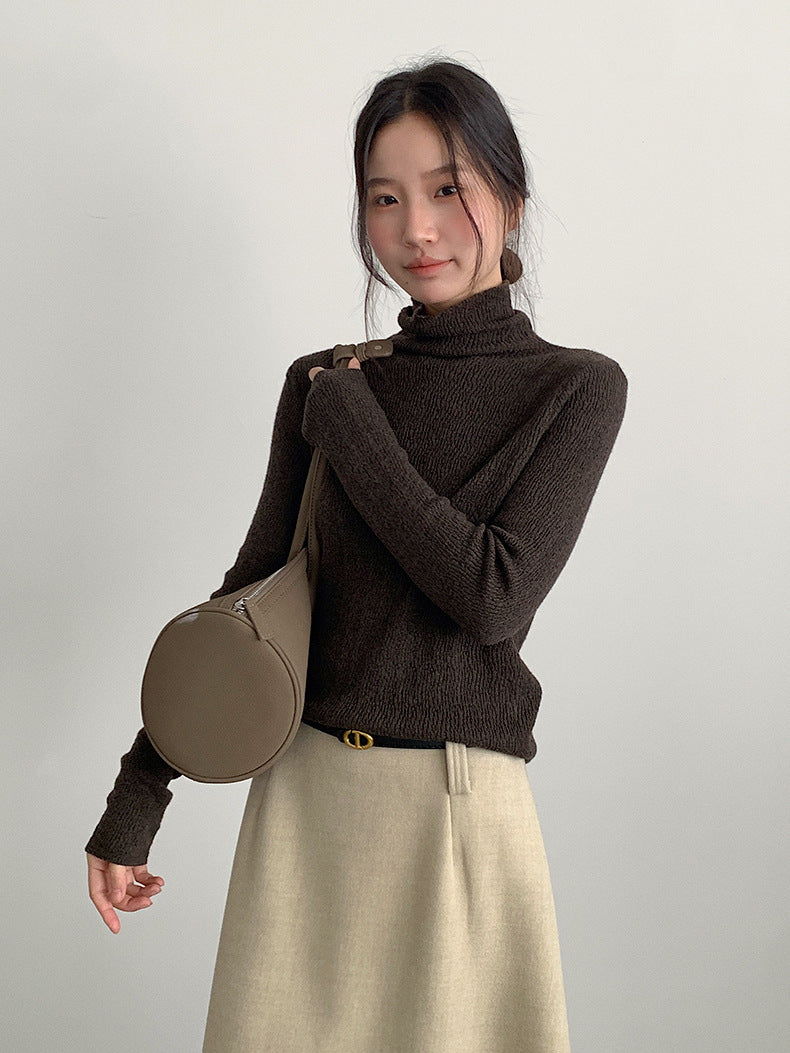 【LD11070】實拍氣質毛呢A字傘裙＋腰帶251209