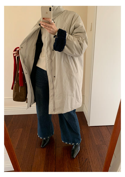 【H5498】實拍韓系加厚保暖長款棉服大衣外套251118