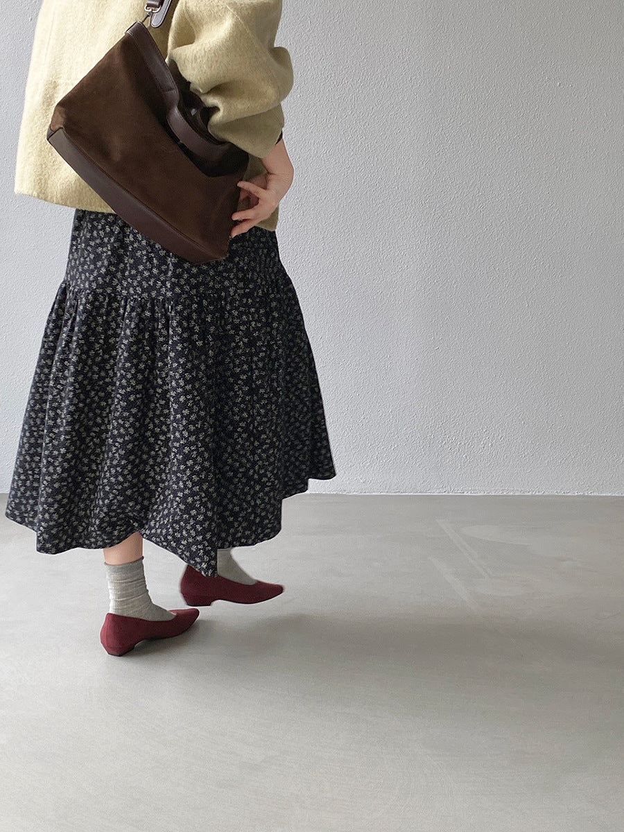 【cimz1729】實拍復古時髦碎花加絨長裙251128