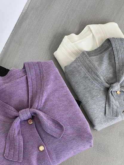 【cimJ8902】實拍氣質小香蝴蝶结針織開衫251114