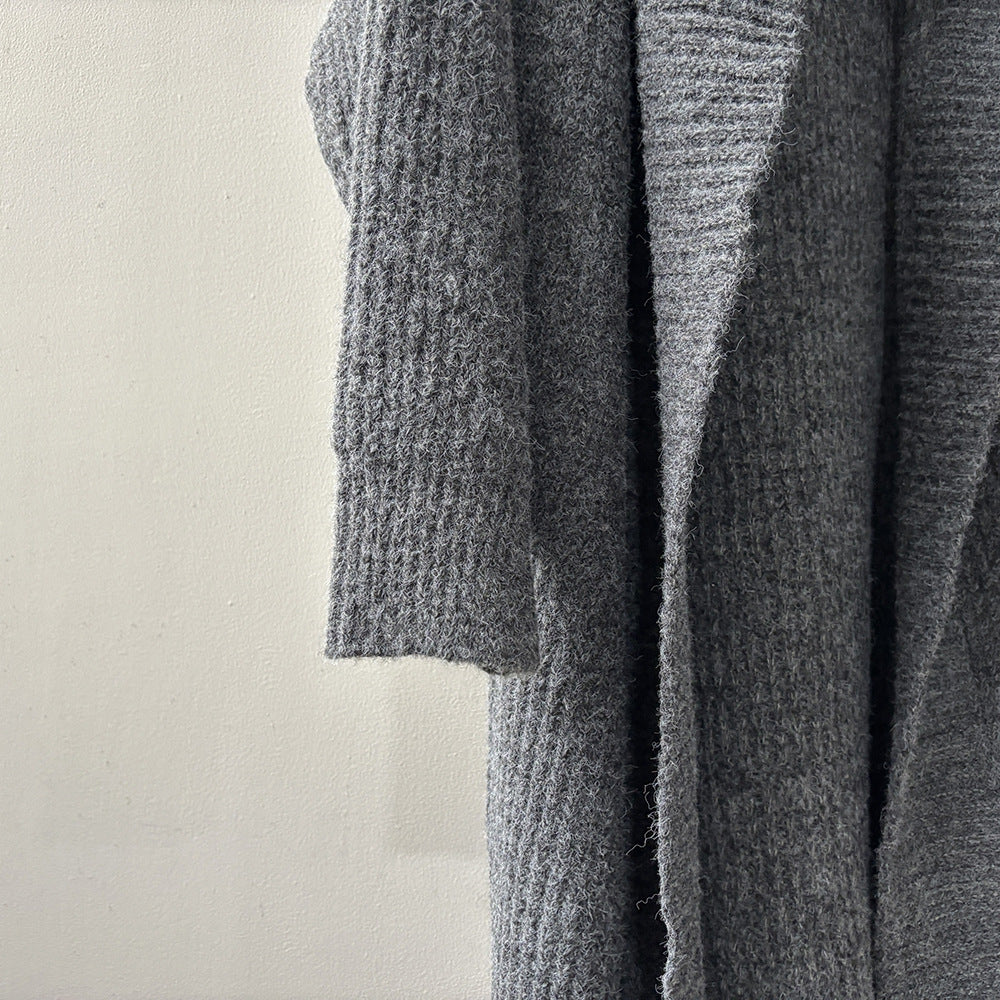 【Y913】實拍大翻領長針織大外套251106