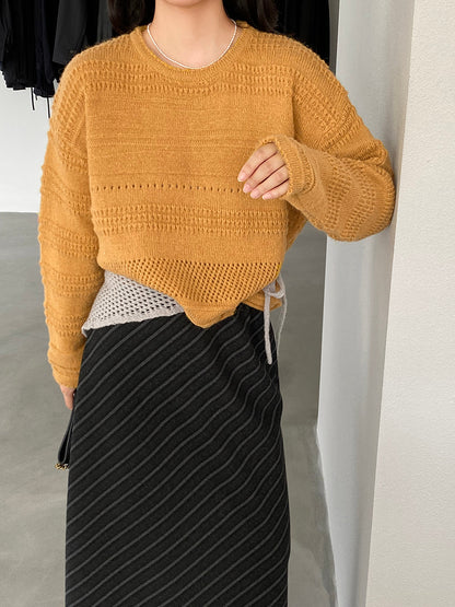 【cim1293】實拍氣質鏤空提花寬鬆慵懶針織衫(15羊毛)251030