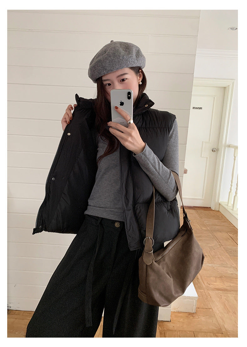 【H5474】實拍秋冬簡約立領保暖棉服背心251109