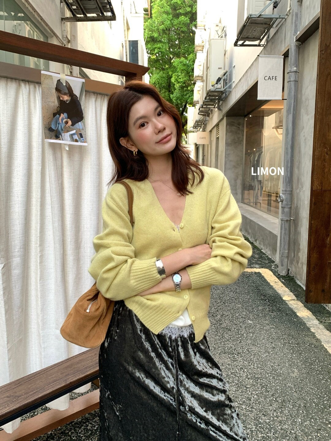 【LNM8600】檸檬家羊毛100%鬆軟慵懶・V領短版針織外套260909