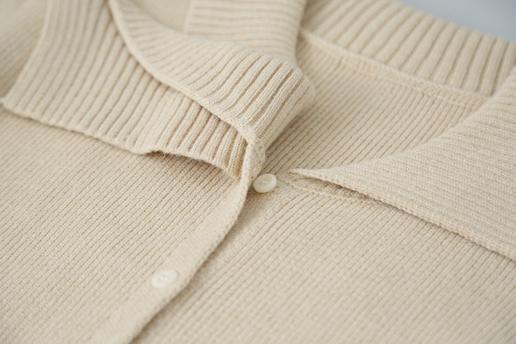 【LD11002】實拍秋冬法式設計感斜領針織毛衣外套251110