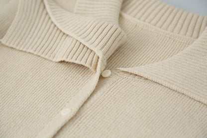 【LD11002】實拍秋冬法式設計感斜領針織毛衣外套251110