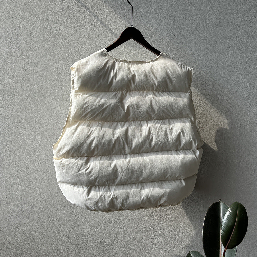 【Y82635】實拍秋冬簡約圓領棉背心251106