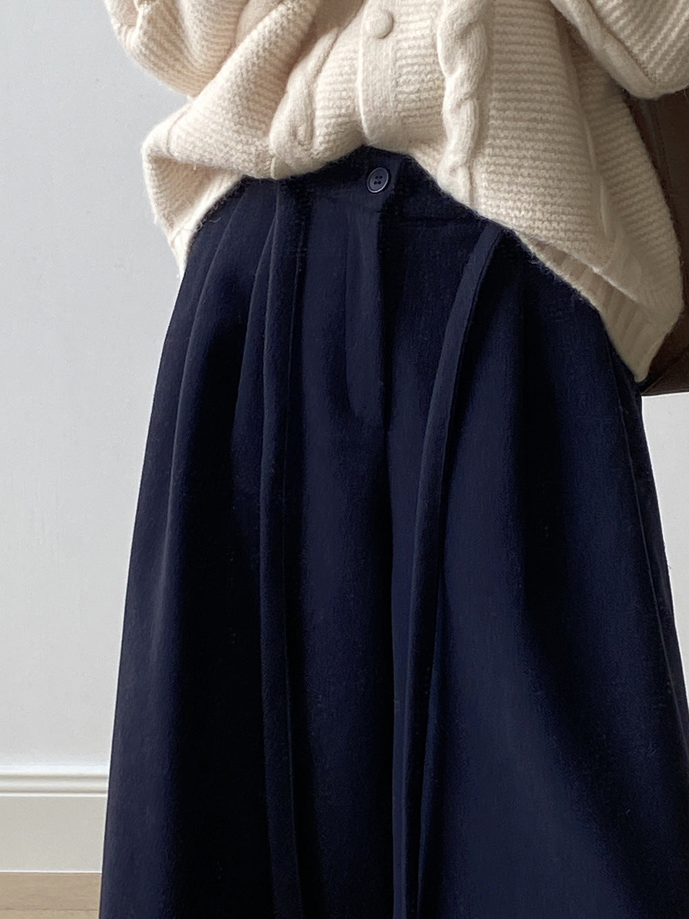 【Y82677】 實拍復古系帶加厚七分闊腿褲251023