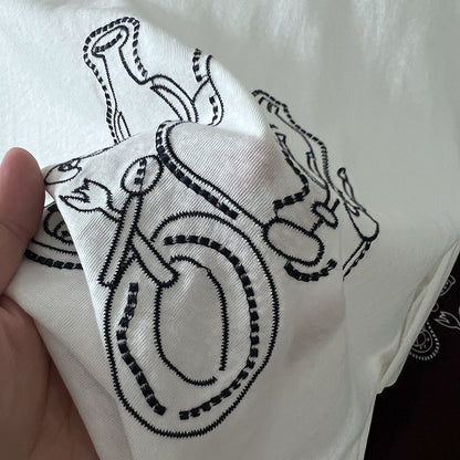 【LD11385】韓系高級感日常✨精緻刺繡捲邊短袖T恤260714