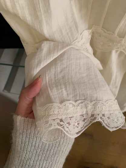 【LR70960】實拍imiss修身顯瘦！氣質蕾絲花邊V領棉麻洋裝260305