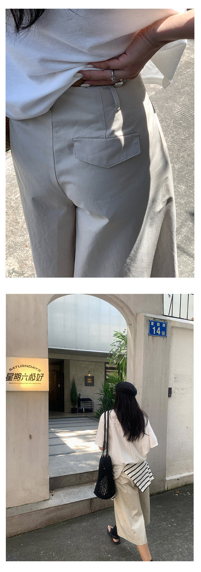 【H5376】實拍純白微壓感寬鬆七分褲250715