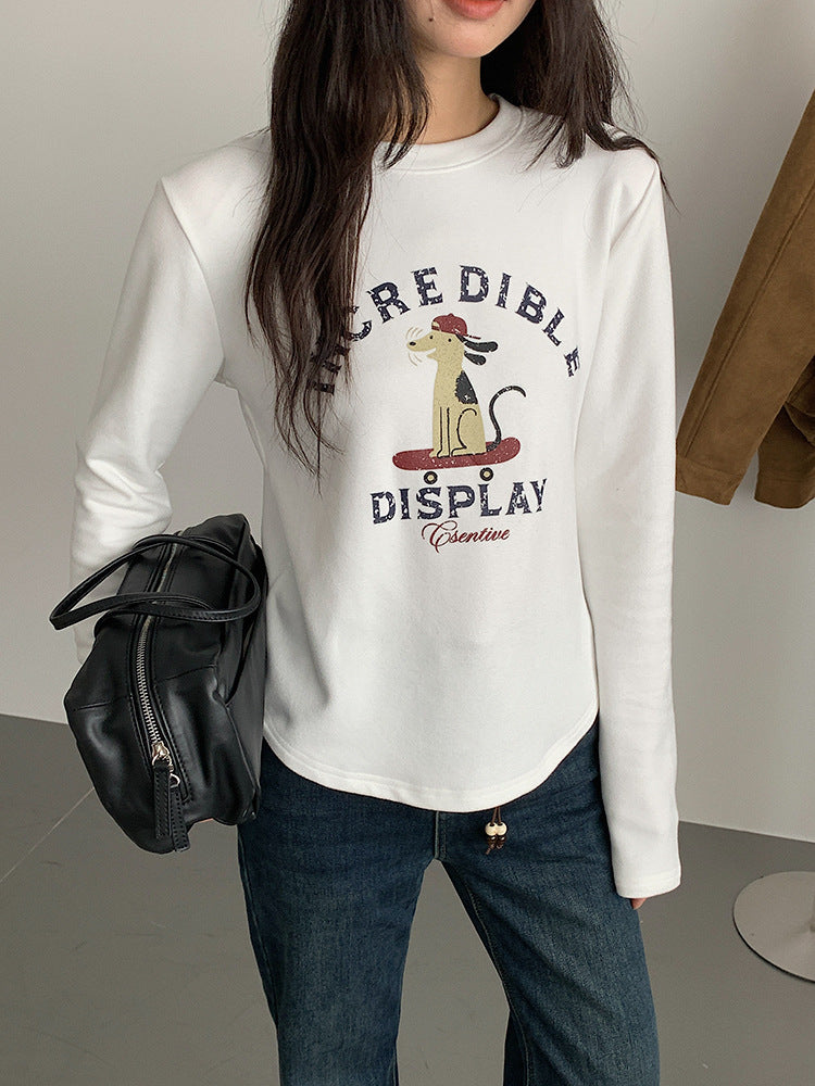 【LD3291】實拍韓國德絨小狗印花長袖T恤251103