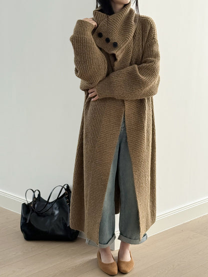 【Y913】實拍大翻領長針織大外套251106