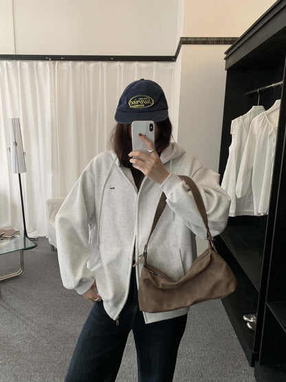 【H5495】實拍男友寬鬆款刺繡長袖連帽衞衣外套251109