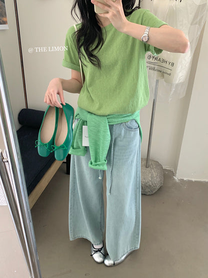 【L8330】實拍夏季糖果色棉質短袖寬鬆T恤250505