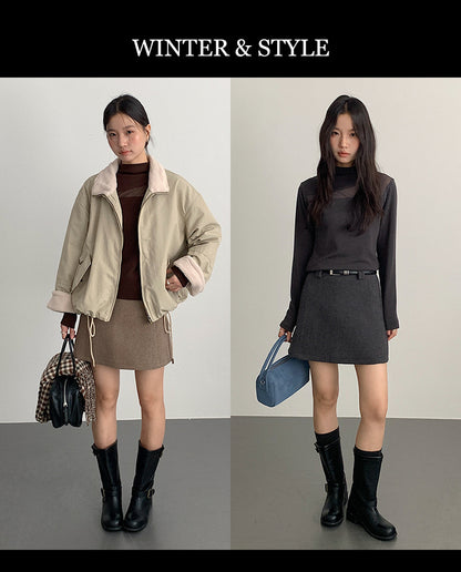 【LD11032】實拍S~XL羊毛絨超瘦高腰A字裙羊毛10%(內有安全褲+皮帶）251124