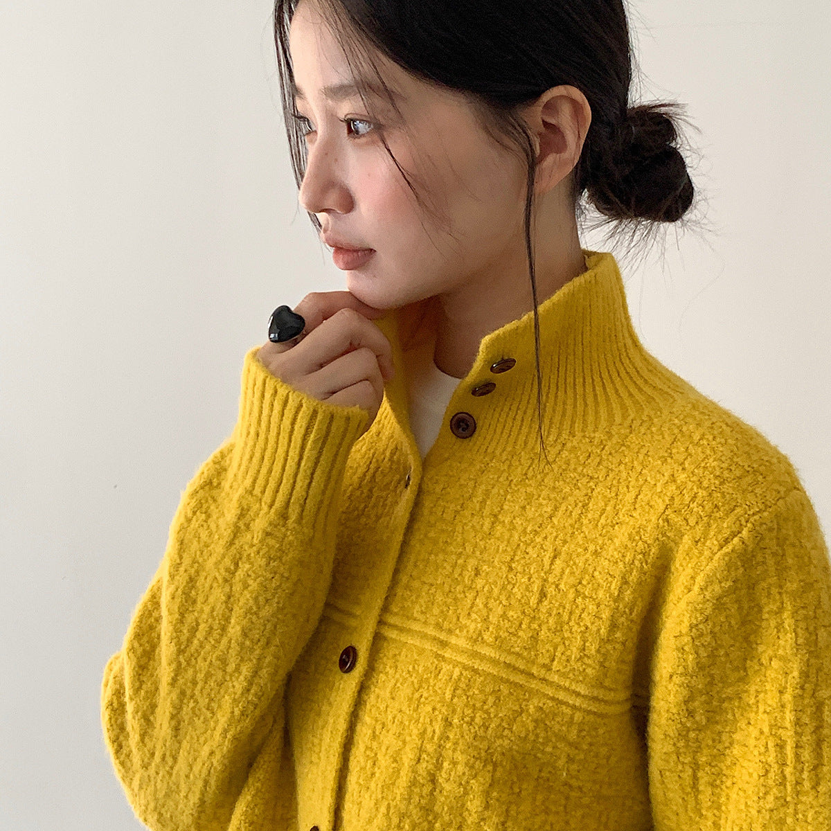 【LD11037】實拍高領開衫針織毛衣251202