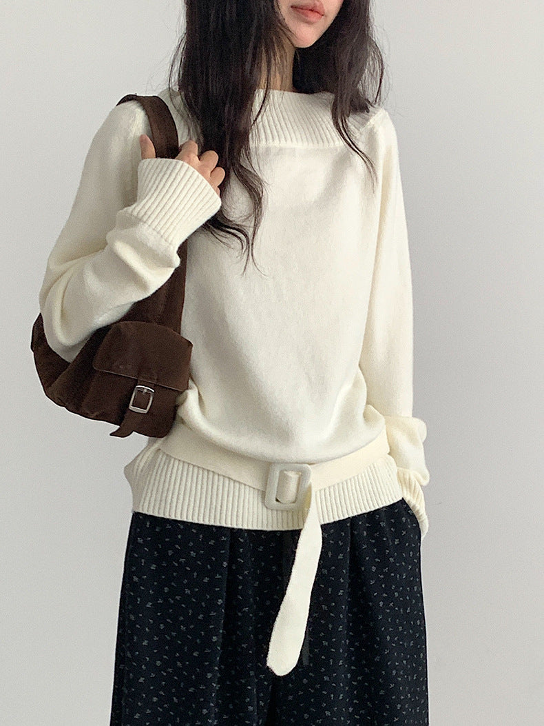 【LD11062】實拍慵懶高級感北極融針織毛衣（可拉一字肩）251209