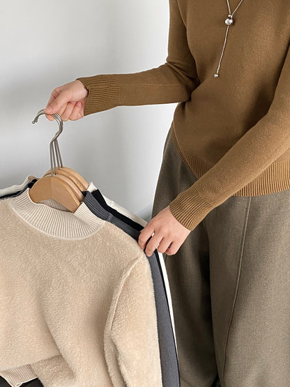 【cimz1190】實拍一體絨加絨加厚保暖小高領針織衫251120