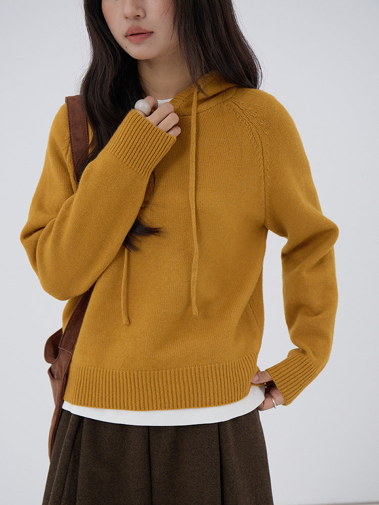 【LD3280】實拍慵懶小個子抽繩連帽針織毛衣251103