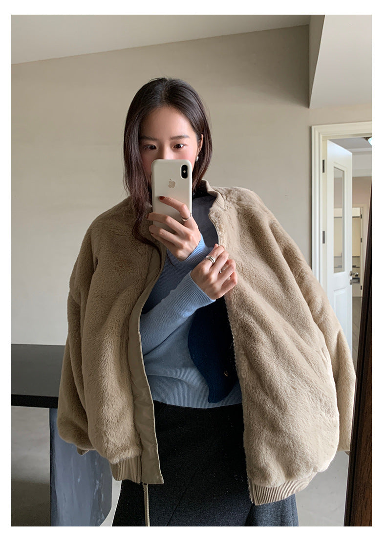 【H5526】實拍兩面穿|絨毛加厚棉服風衣外套251125